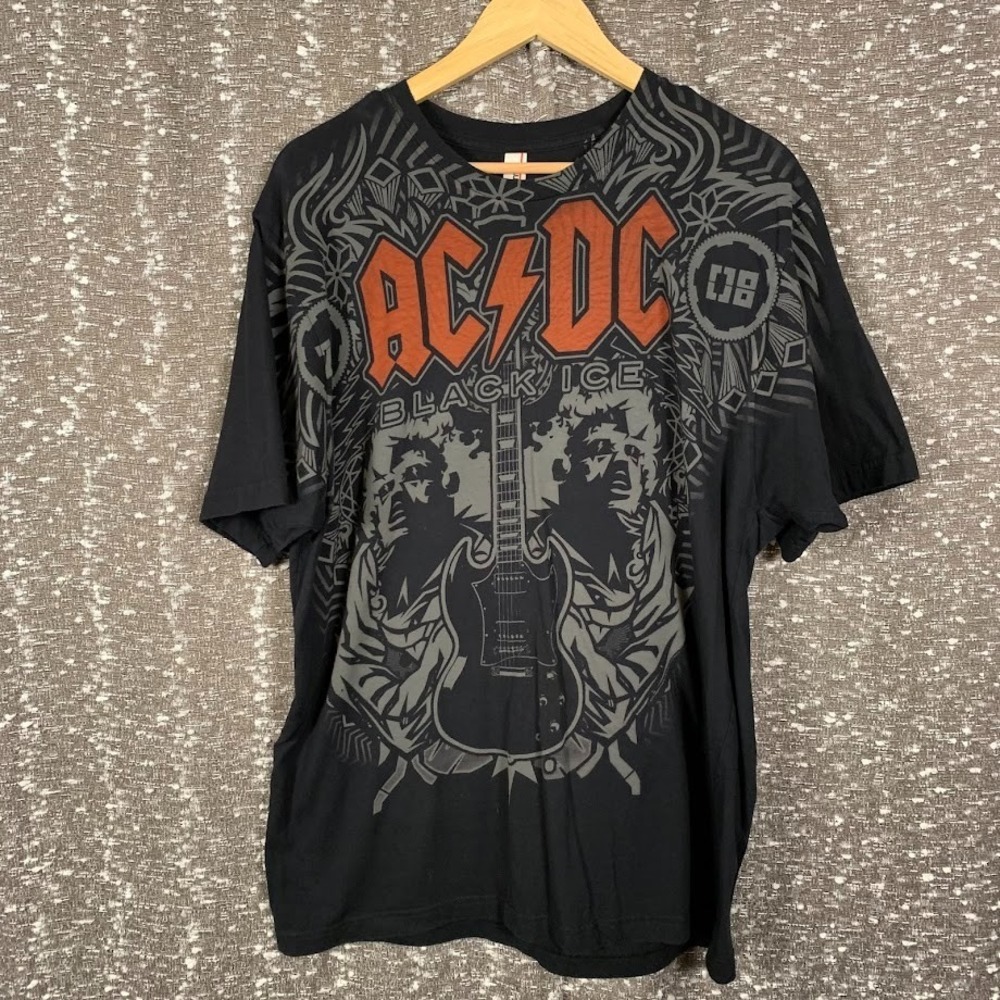 AC/DC Black Ice Graphic Print T-Shirt Rock Music Anvil Size XL